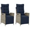 vidaXL Reclining Garden Chairs 2 pcs with Footrest Grey Poly Rattan