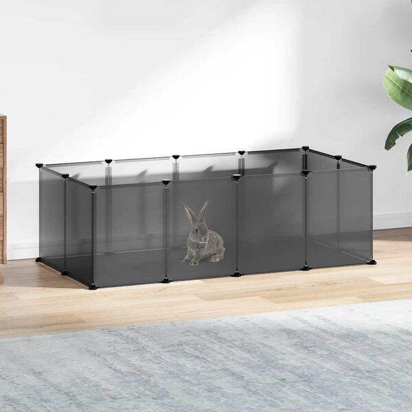 vidaXL Small Animal Cage Black 144x74x46.5 cm PP and Steel