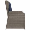 vidaXL Reclining Garden Bench with Cushions Grey Poly Rattan