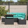 vidaXL Garden Sofa Set with Storage 5 pcs Black Poly Rattan