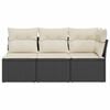 vidaXL Garden Sofa with Cushions 3-Seater Black Poly Rattan