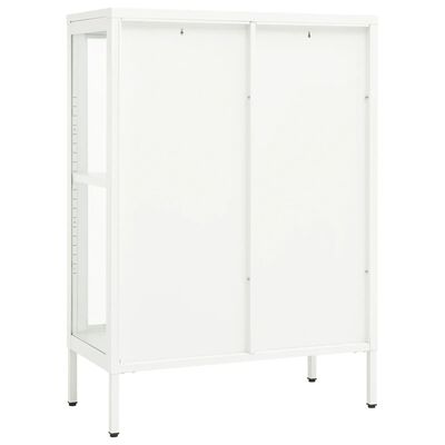 vidaXL Sideboard White 75x35x105 cm Steel and Glass