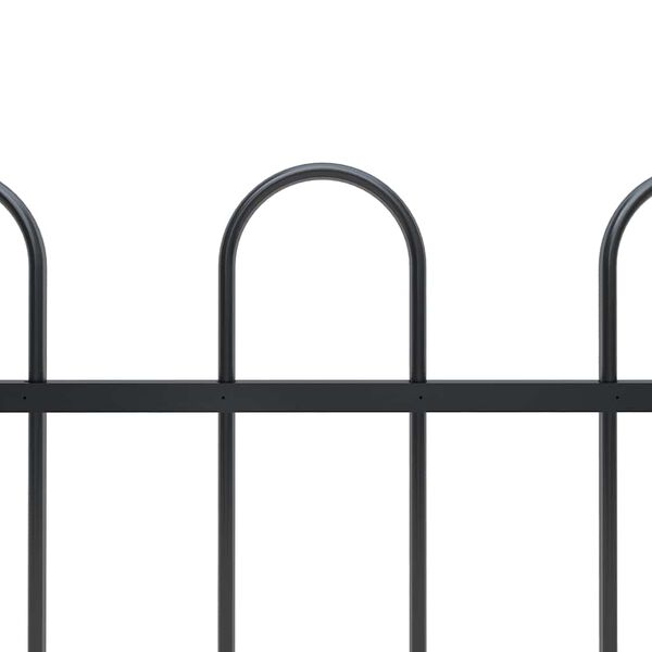 vidaXL Garden Fence with Hoop Top Steel 359x150 cm Black