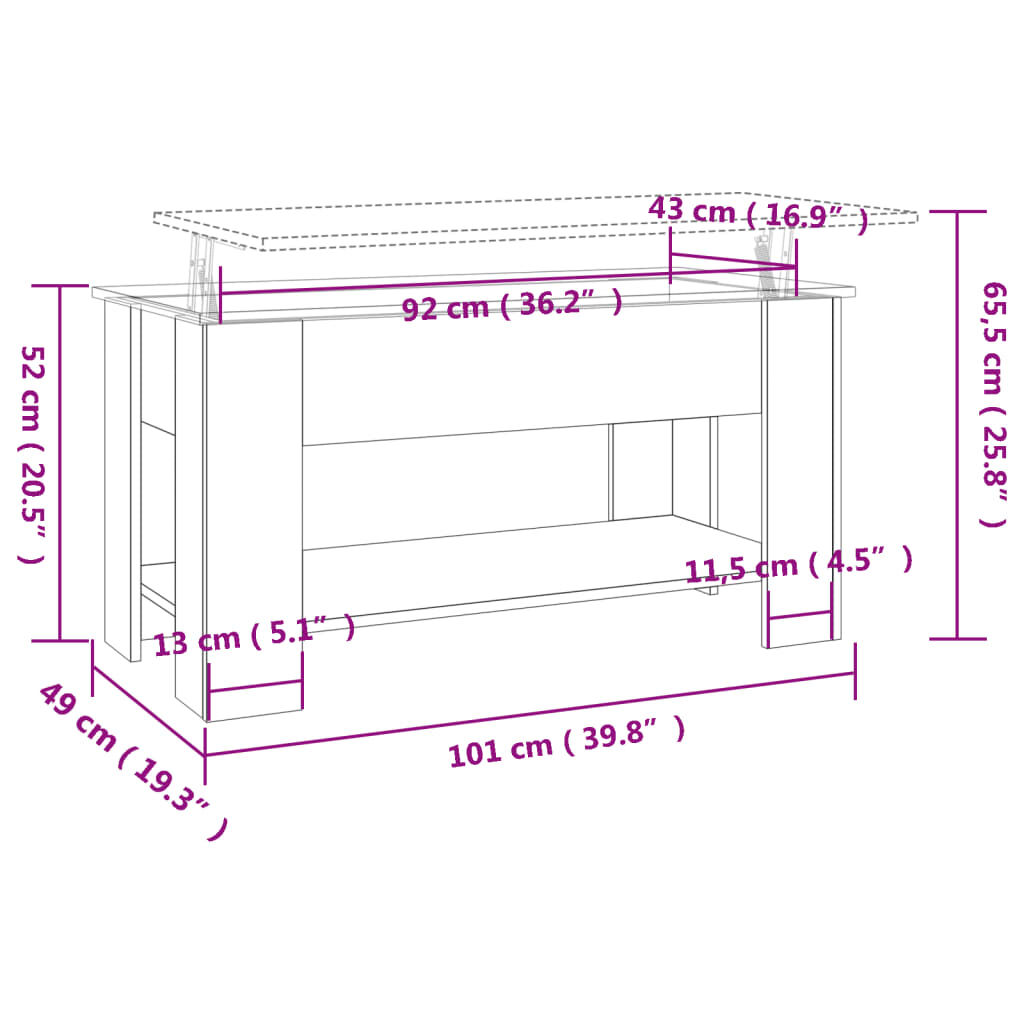 vidaXL Coffee Table Black 101x49x52 cm Engineered Wood
