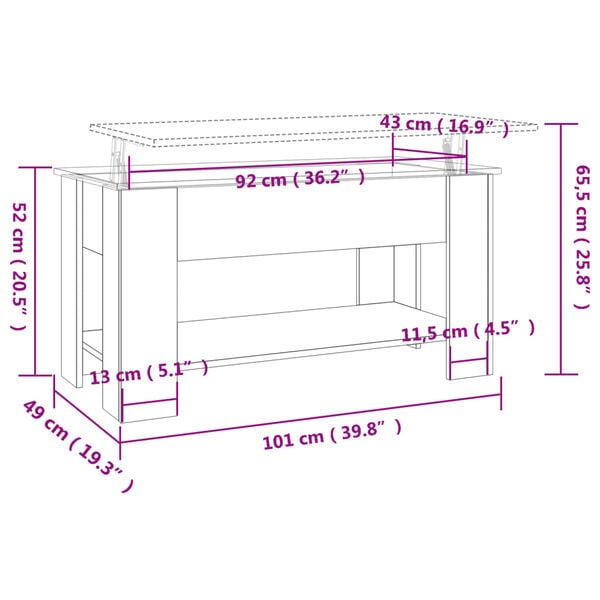vidaXL Coffee Table Black 101x49x52 cm Engineered Wood
