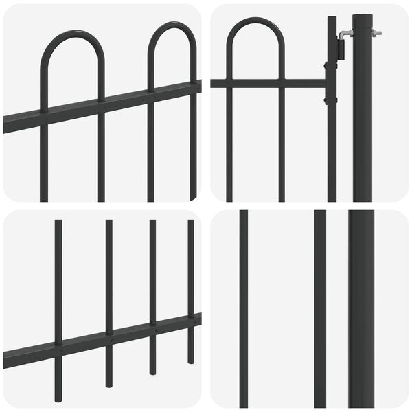 vidaXL Fence Gate Single Door with Arched Top Steel 1x1 m Black