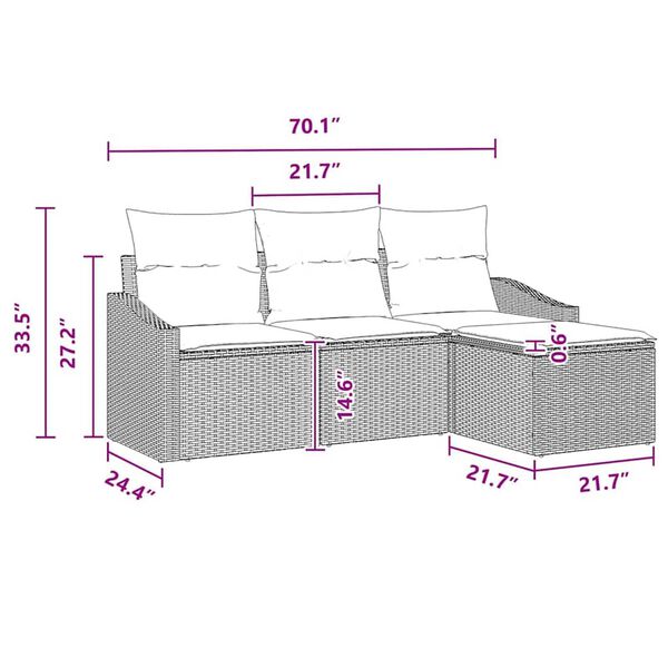 vidaXL Garden Sofa Set 4 pcs Brown Poly rattan