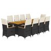 vidaXL 11 Piece Garden Bistro Set with Cushions Black Poly Rattan