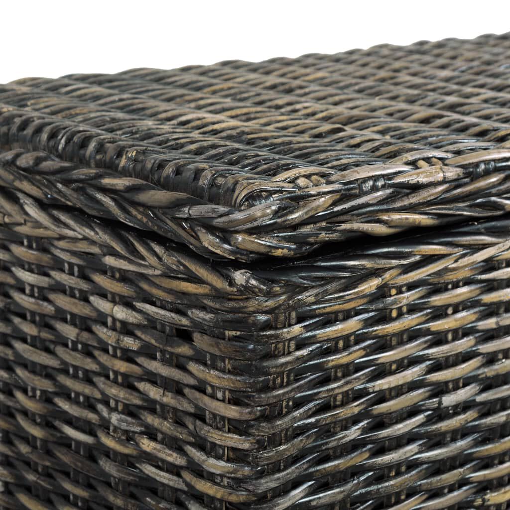 vidaXL Storage Box 120 cm Black Kubu Rattan and Solid Mango Wood