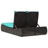 vidaXL Double Sun Lounger with Cushions Black Poly Rattan