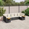 vidaXL 7 Piece Garden Sofa Set with Cushions Black Poly Rattan