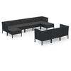 vidaXL 10 Piece Garden Lounge Set with Cushions Poly Rattan Black