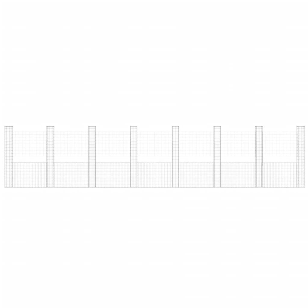 vidaXL U-shape Gabion Basket with 8 Posts Iron 860x20x200 cm