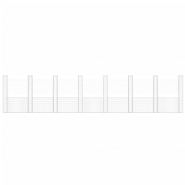 vidaXL U-shape Gabion Basket with 8 Posts Iron 860x20x200 cm