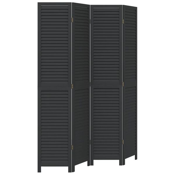 vidaXL Room Divider&nbsp;4 Panels Black Solid Wood Paulownia