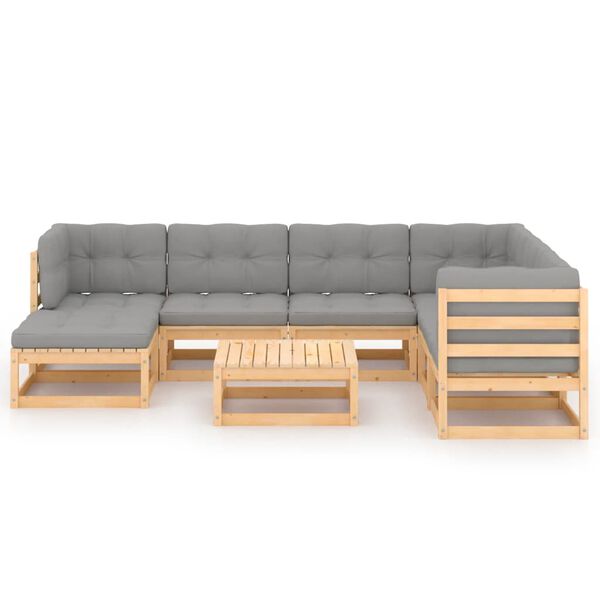 vidaXL 8 Piece Garden Lounge Set with Cushions Solid Pinewood