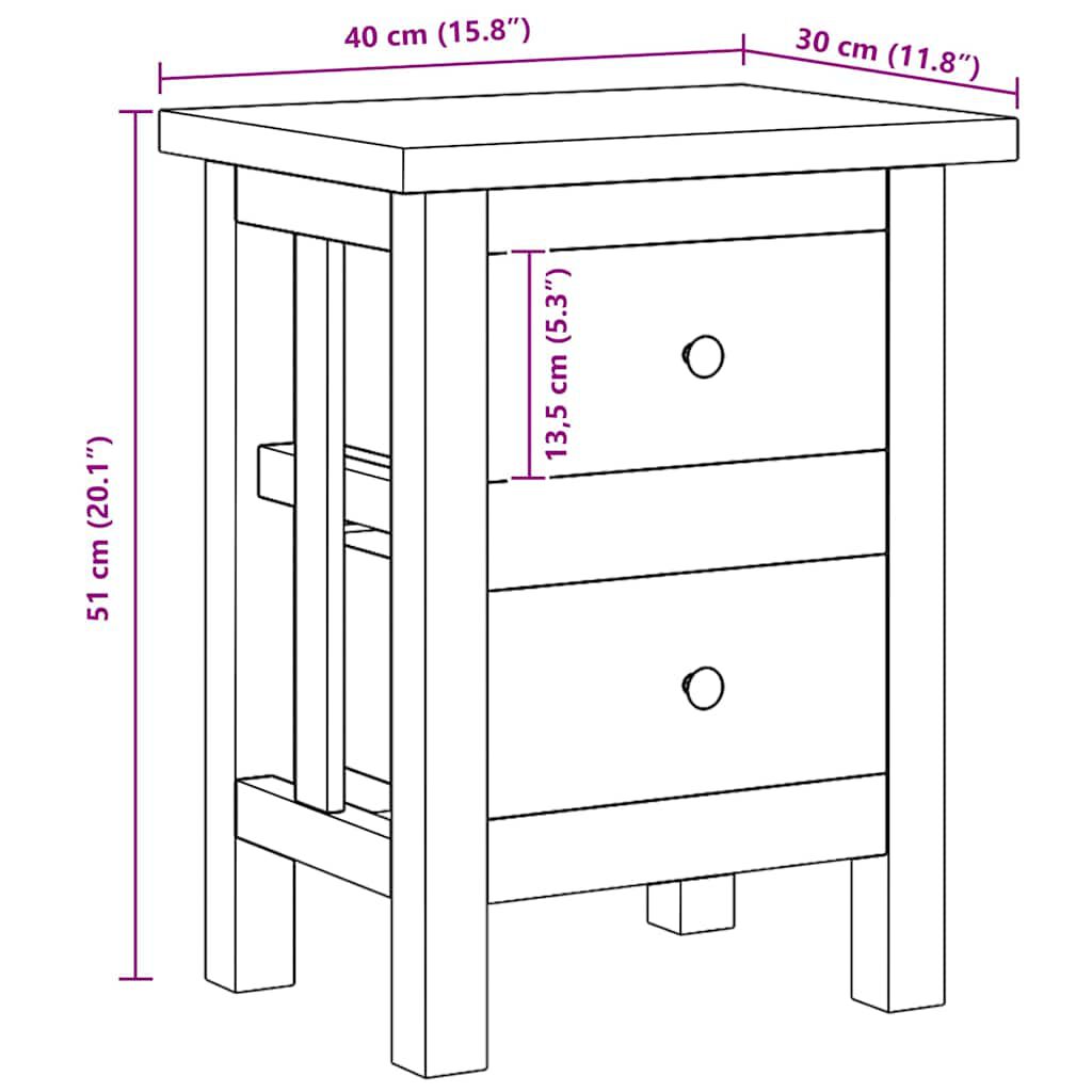 vidaXL Nightstand Solid Mahogany Wood 40x30x51 cm
