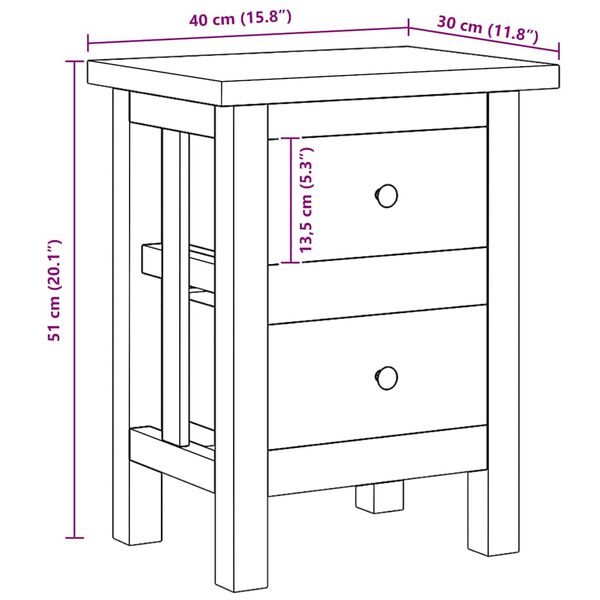 vidaXL Nightstand Solid Mahogany Wood 40x30x51 cm