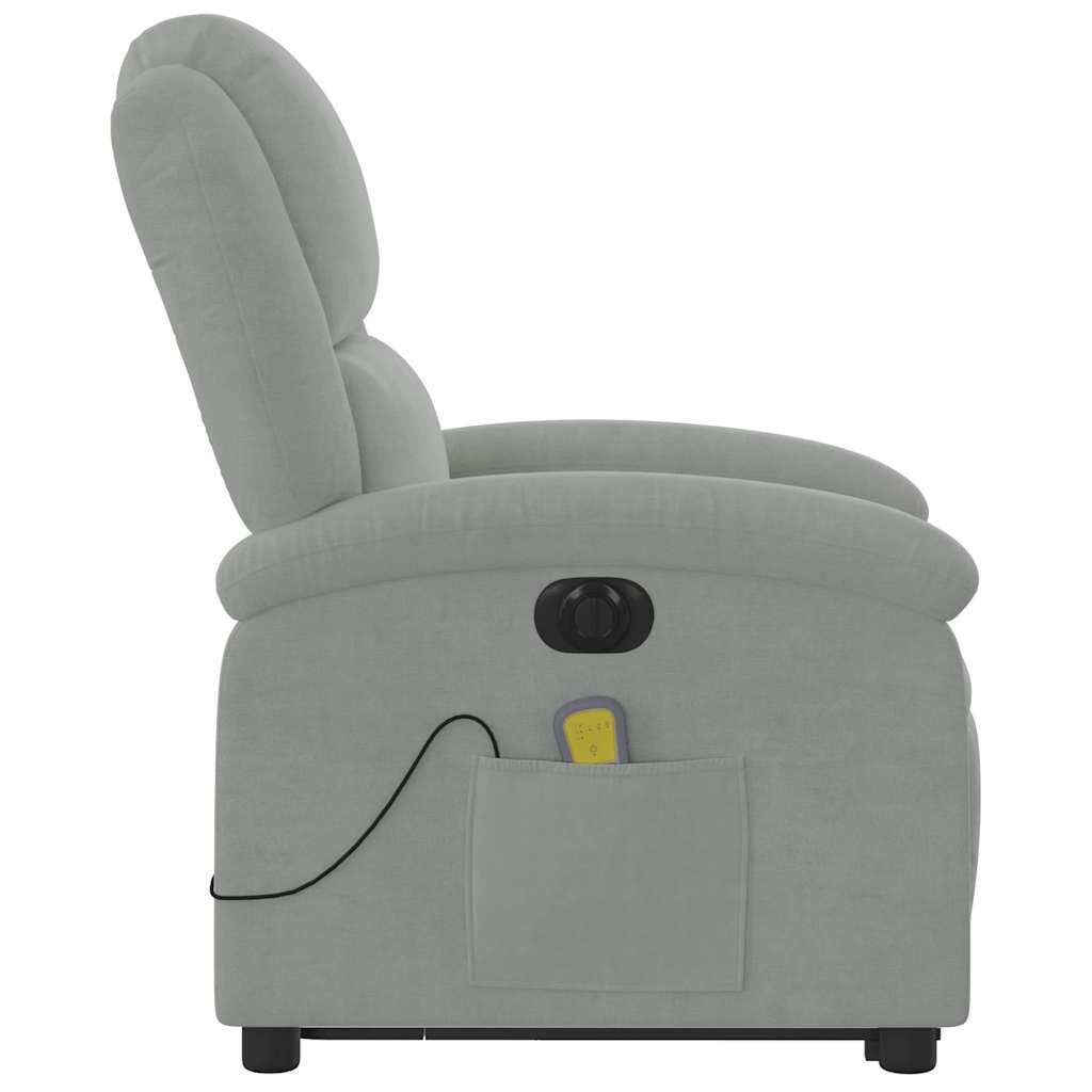 vidaXL Electric Stand up Massage Recliner Chair Light Grey Velvet