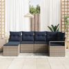 vidaXL Sofa Set with Cushion 6 pcs Grey Poly Rattan