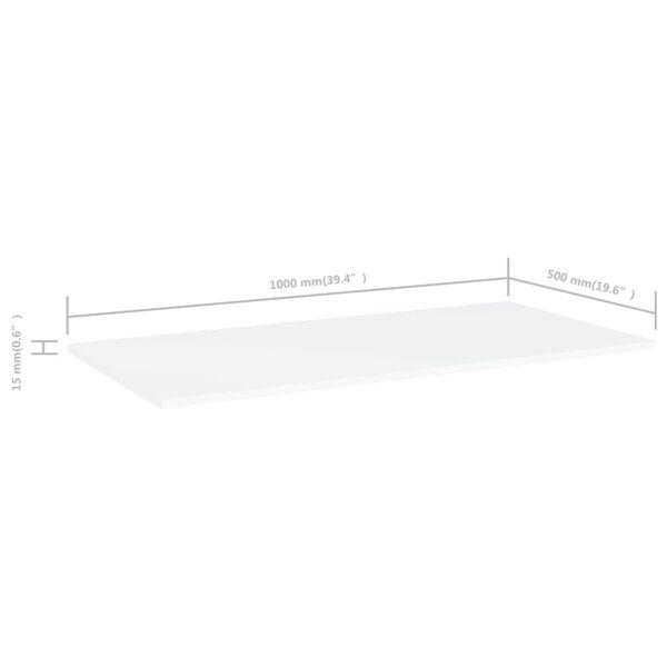vidaXL Bookshelf Boards 4 pcs White 100x50x1.5 cm Engineered Wood