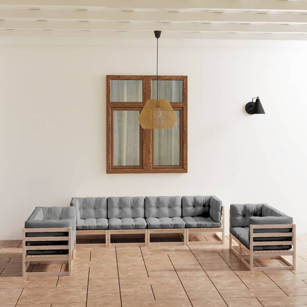 vidaXL 8 Piece Garden Lounge Set with Cushions Solid Pinewood