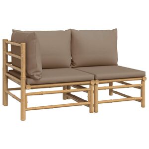 vidaXL 2 Piece Garden Lounge Set with Taupe Cushions Bamboo
