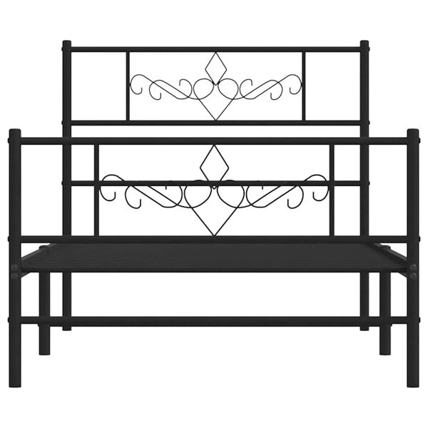 vidaXL Metal Bed Frame without Mattress with Footboard Black 100x200cm