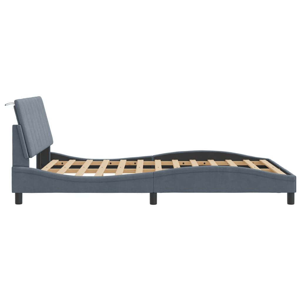 vidaXL Bed Frame without Mattress "Hanko" Dark Grey 137x190 cm Double Velvet