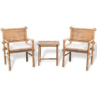 vidaXL 3 Piece Bistro Set with Cushions Bamboo