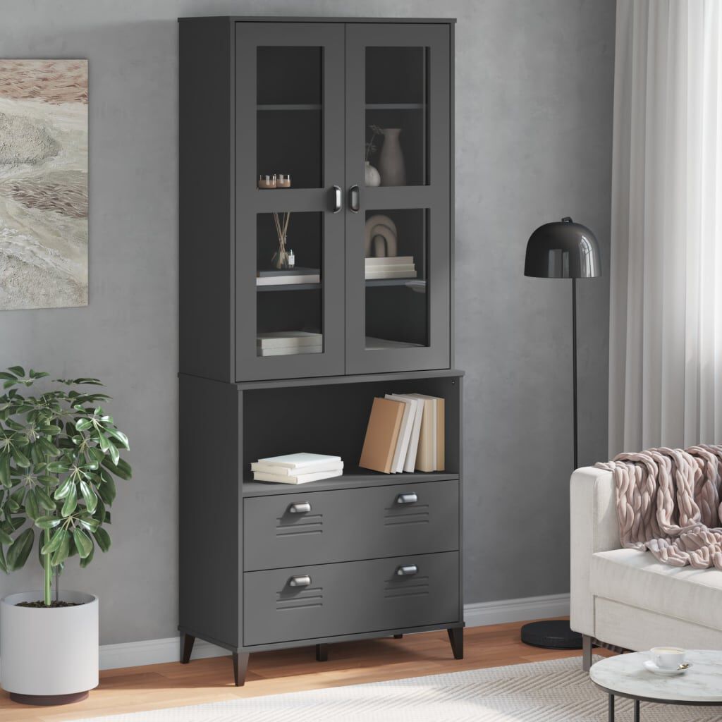 vidaXL Highboard VIKEN Anthracite Grey 80x40x200 cm Solid Wood Pine
