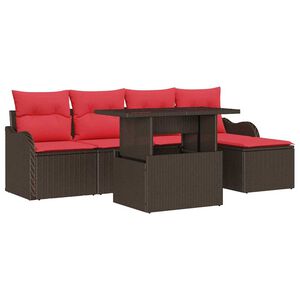 vidaXL Garden Sofa Set with Cushion 6 pcs Brown Poly rattan
