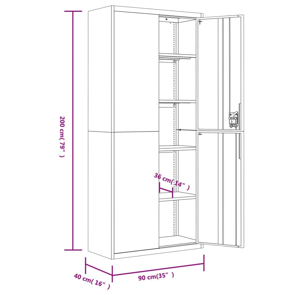 vidaXL File Cabinet Light Grey 90x40x200 cm Steel