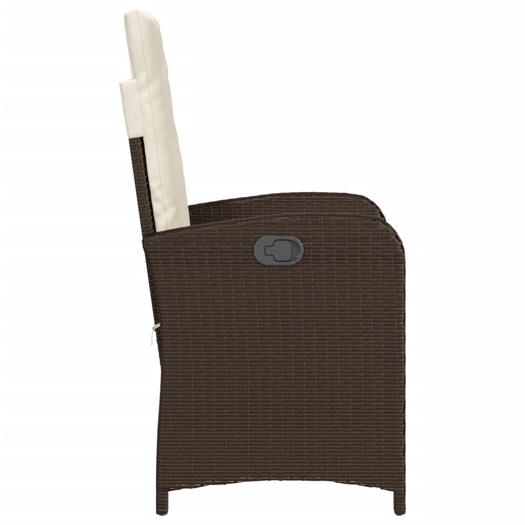 vidaXL 3 Piece Bistro Set with Cushions Brown Poly Rattan