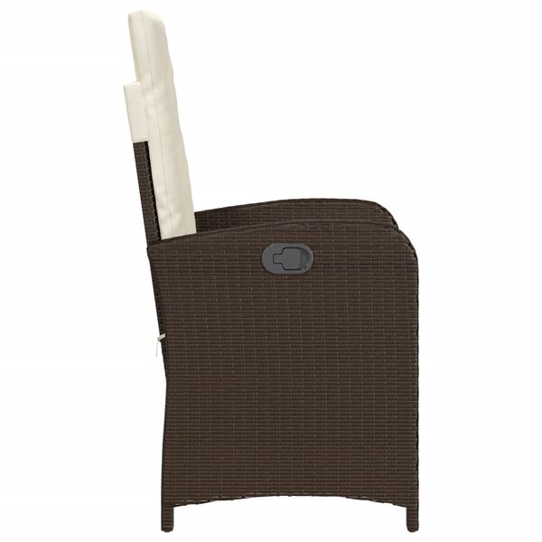 vidaXL 3 Piece Bistro Set with Cushions Brown Poly Rattan