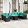 vidaXL Garden Sofa Set 11 pcs Black and turquoise Poly rattan