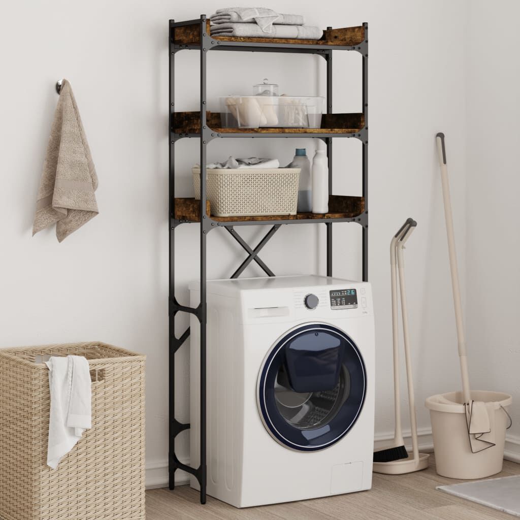 vidaXL Washing Machine Shelf Smoked Oak 67x25x163 cm Engineered Wood