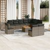 vidaXL 11 Piece Garden Sofa Set with Cushions Grey Poly Rattan
