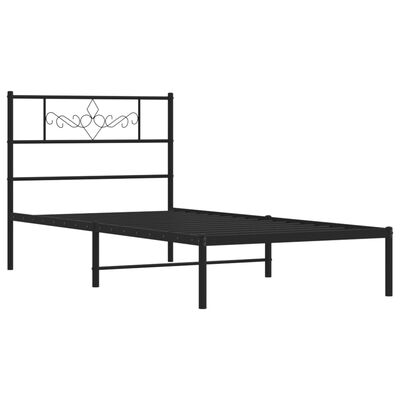 vidaXL Metal Bed Frame without Mattress with Headboard Black 100x190 cm