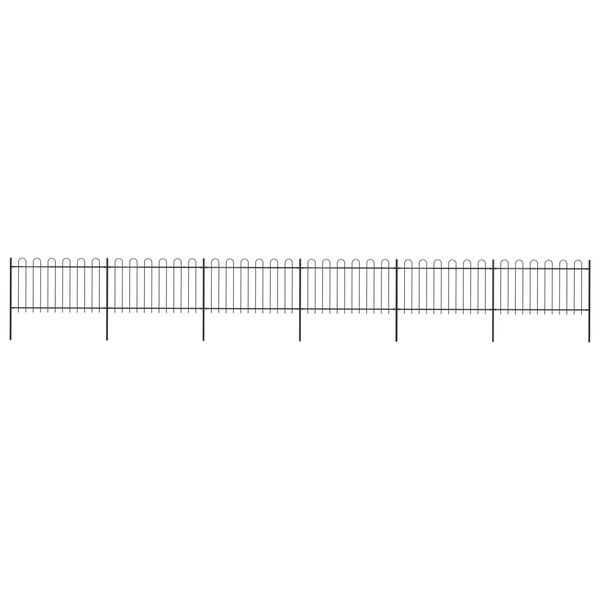 vidaXL Garden Fence with Hoop Top Steel 1070x100 cm Black