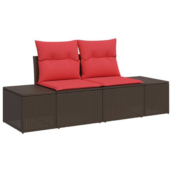 vidaXL 7 Piece Garden Sofa Set with Cushions Brown Poly Rattan