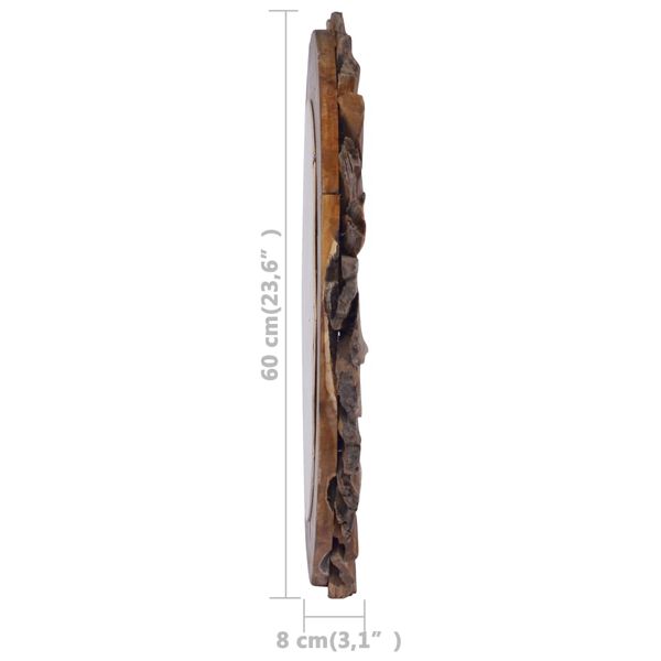 vidaXL Wall Mirror 60 cm Teak Round