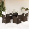 vidaXL 7 Piece Garden Dining Set with Cushions Brown Poly Rattan