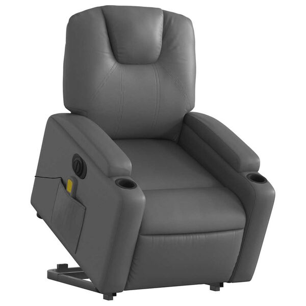 vidaXL Electric Stand up Massage Recliner Chair Grey Faux Leather