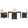 vidaXL Garden Dining Set with Cushion 5 pcs Brown Poly Rattan