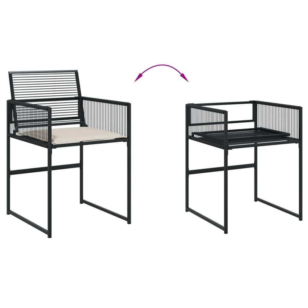 vidaXL 5 Piece Garden Dining Set with Cushions Black Poly Rattan