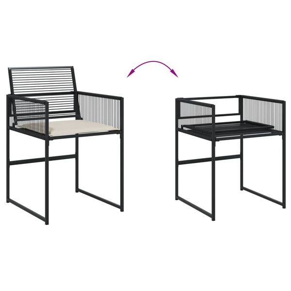 vidaXL 5 Piece Garden Dining Set with Cushions Black Poly Rattan