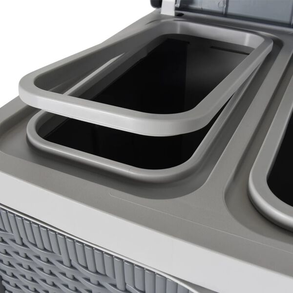 vidaXL Trash Bin with 2 Doors Grey 65x45x88 cm PP