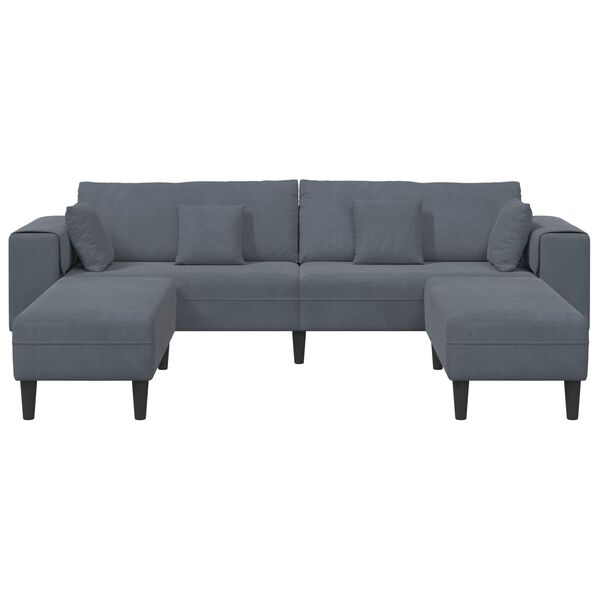 vidaXL Sofa with Cushion 3 pcs Dark Grey Velvet