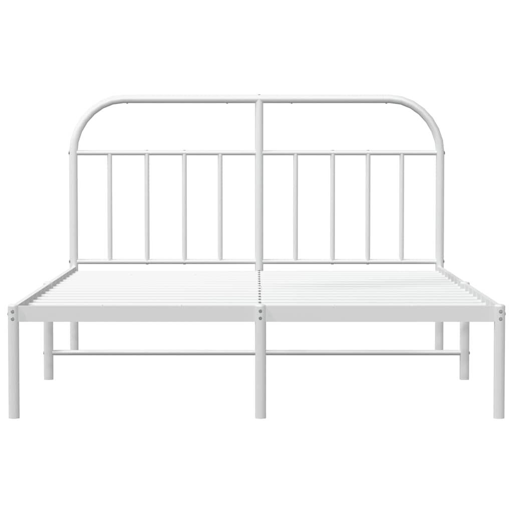 vidaXL Metal Bed Frame without Mattress with Headboard White 183x213cm